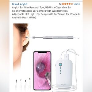 Anykit HD Ear Camera Otoscope with Wax Remover Kit Pearl White